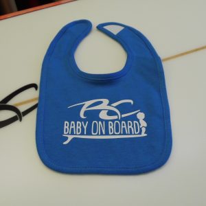 Ricky Carroll Surfboards Baby on Board Boys Blue Bib